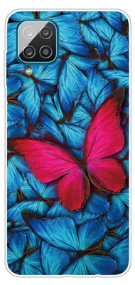 Immagine prodotto di Per Samsung Galaxy A12 Silicone TPU Rosso Farfalla Custodia del telefono cellulare