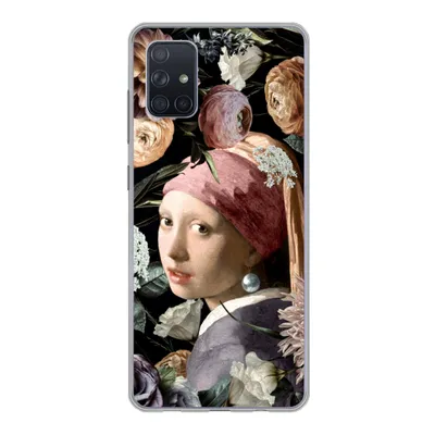 Produktbild von MuchoWow® Handyhülle Schutzhülle Hülle für Samsung Galaxy A71 Mädchen mit Perlenohrring - Blumen - Vermeer - Pastell - Kunstwerk - Gemälde - Alte Meister Silikon Softcase Handy Hülle - Kartenbesitzer