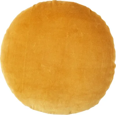 Produktbild von HOMESCAPES Samt Kissen, 40 cm rund, Senfgelb