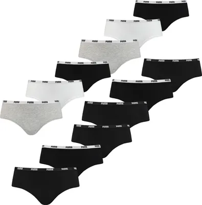Produktbild von PUMA Damen Iconic Hipster, 6er Pack - Soft Baumwolle Stretch, ECOM Schwarz M