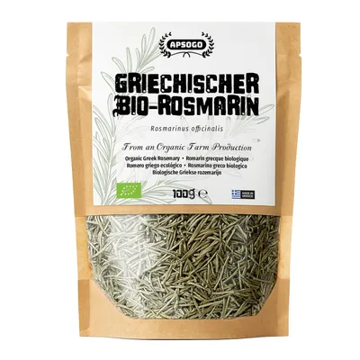 Produktbild von APSOGO  Rosmarin - Getrockneter  Rosmarin aus Griechenland -  & aromatischer Geschmack, als Gewürz oder Kräutertee (100g)