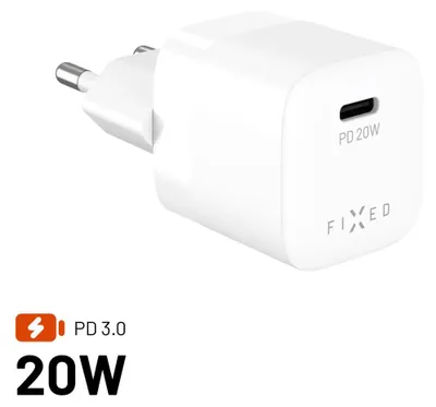 Obrázek produktu pro Síťová nabíječka FIXED Mini s USB-C výstupem a podporou PD, 20W, bílá