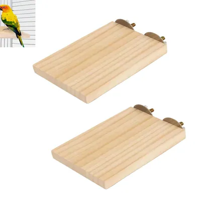 Produktbild von 2 Holzplattformen für Haustiere, 13 x 9 cm, geeignet für Vögel und Nagetiere