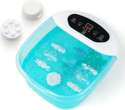 Produktbild von COSTWAY Fußsprudelbad elektrisch, Massagegerät mit 35-46°C Heizung, Blasen & Vibration, Fußbad mit 1H Timer, Bimsstein, Massagerollen & Massageknoten