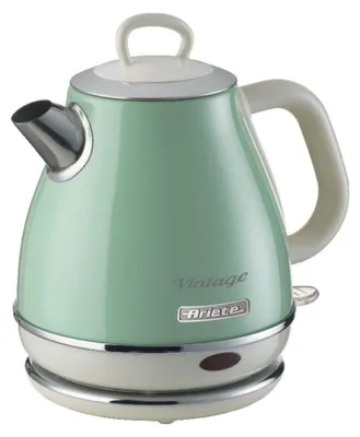 Retro-Wasserkocher 1 l, 1600 W, 360°-Sockel, Edelstahl, Grün