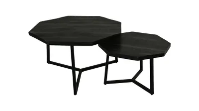 Produktbild von HSM Collection-Couchtisch Urban S/2-72x72x41 / 52x52x34-Schwarz-Mango/Metall