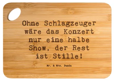 Produktbild von Mr. & Mrs. Panda Holzbrett Spruch Schlagzeug Konzert - Transparent - Geschenk, Präsenz, Instrument, Beats, Band, Musik, Frühstücksbrett, Holzbrettchen, Lernen, Musiker