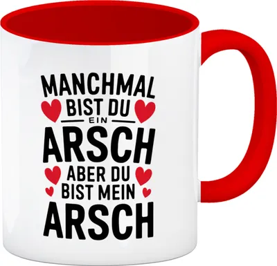 Produktbild von Manchmal bist du ein ARSCH aber du bist mein ARSCH Kaffeebecher in rot