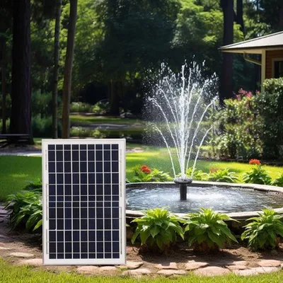 Productafbeelding van Vijverpomp - Op Zonne-Energie - 10 Watt - 1000 l/u Capaciteit - Zonnefontein Voor Buiten - Waterpomp