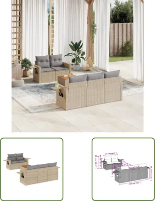 Produktbild von The Living Store 6-tlg. Garten-Sofagarnitur mit Kissen Beige Poly Rattan