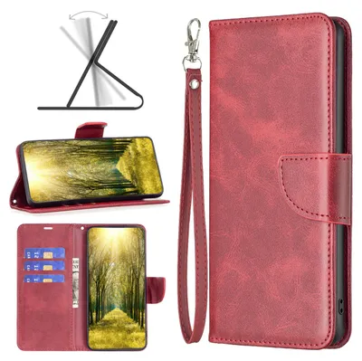 Productafbeelding van MobyDefend Hoesje - Geschikt voor iPhone 14 Pro Max  -  Wallet Book Case Met Koord - Rood