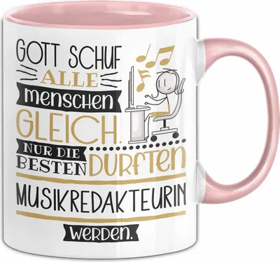 Produktbild von Musikredakteurin Geschenk Becher Tasse Gott Schuf Alle Menschen Gleich Nur Die Besten Durfeten Musikredakteurin Werden Geschenkidee Lustig (Rosa)