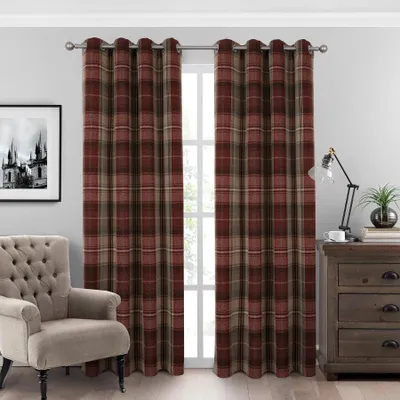 Image de Rideaux occultants 100% avec œillets, lot de 2, pour chambre et salon, rouge foncé