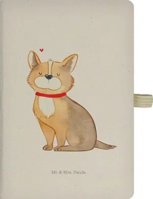 Produktbild von Mr. & Mrs. Panda Tagebuch Hund Glück - Transparent - Geschenk, notizbuch, Adressbuch, Journal, Süß, a4, Spruch, Sprüche, Kladde, Herz, Corgie