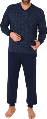 Produktbild von Normann Herren Langarm Schlafanzug Pyjama mit Bündchen in eleganter Minimalprint Optik ; grün , 56