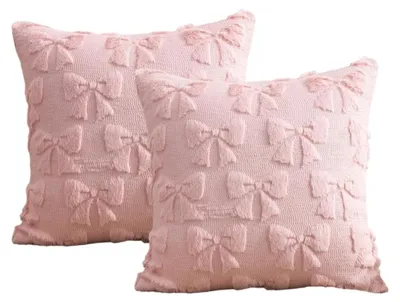 2er-Set Kissenbezüge 45x45 cm mit 3D-Schleife, Polyester