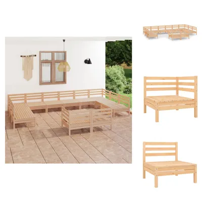 Produktbild von vidaXL 12-tlg. Garten-Lounge-Set Massivholz Kiefer -  Gartenmöbel-Sets