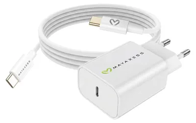 Obrázok produktu pre Mayaxess, 20 W napájací adaptér pre Galaxy S20 Fe + kábel USB-C 1 m, biely