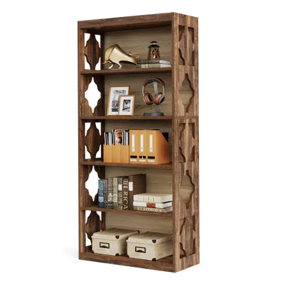 Immagine prodotto di Libreria Tribesigns a 6 ripiani, alta 178 cm, scaffale indipendente, scaffale portaoggetti, scaffale da ufficio aperto, espositore in legno per il soggiorno