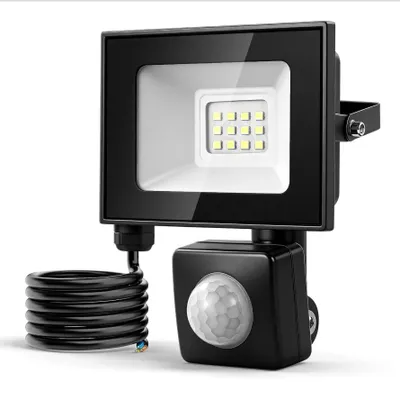 Produktbild von LED-Flutlichtstrahler - Außenbeleuchtung - 10 W - 3000 K Warmweiß - Bewegungsmelder - Wasserdicht - 220–240 V - 1 Stück