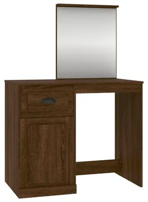 Image de vidaXL Coiffeuse avec miroir brun imitation chêne 90x50x132,5 cm