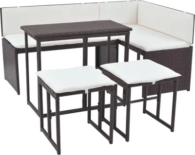 Obrázek produktu pro vidaXL 5dílný zahradní jídelní set Steel Poly Rattan Brown