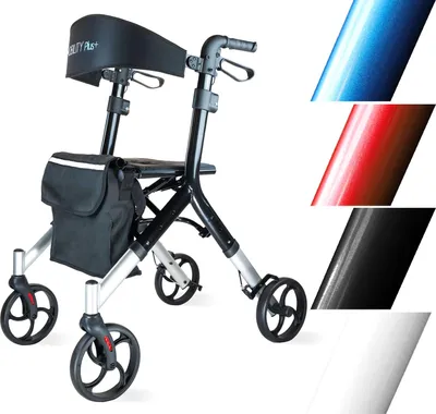 Produktbild von DR10+ Design-Rollator - Indoor und Outdoor Rollator - Gehwagen in trendigem Design - klappbar, Höhe einstellbar und inkl. Tasche - Schwarz