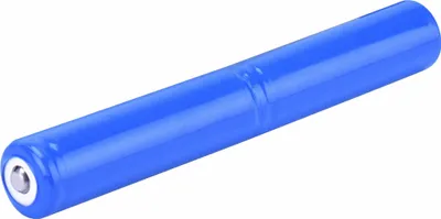 A single blue cylindrical battery is shown against a white background.
