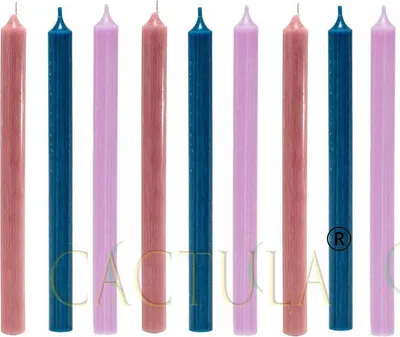 Produktbild von Cactula farbige lange Tischkerzen, 28 cm – Herbstkollektion – 3er-Set Farben: Altrosa, Flieder & Blau