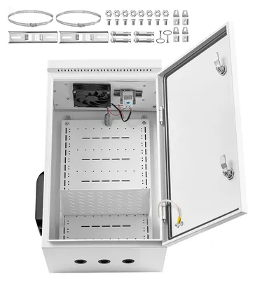 Obrázok produktu pre SucceBuy Vodotesná elektrická skriňa IP65, rozvádzač z ocele valcovanej za studena s termostatom, ventilátorom a ochranným krytom, uzamykateľná prípojná skriňa pre vonkajšie použitie, 40 x 30 x 60 cm