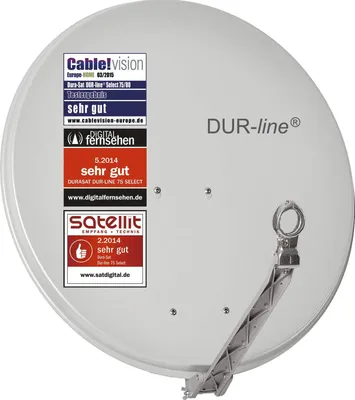 Produktbild von DUR-line Select 75/80cm Hellgrau Satelliten-Schüssel - 3 x Test +  + Aluminium Sat-Spiegel