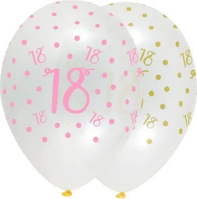 Immagine prodotto di Creative Party - Palloncini a pois, in lattice, 18° compleanno, confezione da 6 pezzi SG26202 (taglia unica) (Crystal Clear/Pink/Green)