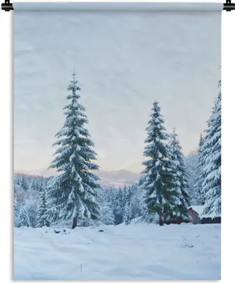 Produktbild von MuchoWow® Wandteppich Wandbehang Winter - Schnee - Bäume 120x160 cm Tapisserie Dekoration Wandtuch - Wohnzimmer - Moderne