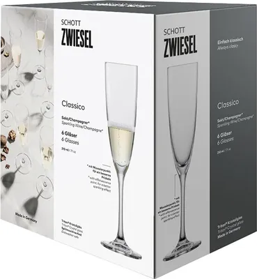 Produktbild von SCHOTT ZWIESEL CLASSICO SEKT/CHAMPAGNER MIT MOUSSIERPUNKT 6 Stück 123657