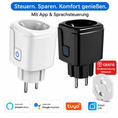 Produktbild von Smart Steckdose WLAN Steckdose Smart Plug Weiß Alexa Google Home Google Assistant Tuya Smart Life WLAN Zwischenstecker Energieverbrauchsmesser