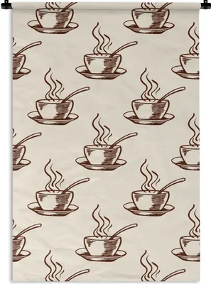 Produktbild von MuchoWow® Wandteppich Wandbehang Muster - Vintage - Kaffee 60x90 cm Tapisserie Dekoration Wandtuch - Foto-Teppich - Abwaschbar