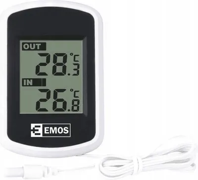 Obrázok produktu pre Emos E0041, Elektronický teplomer prostredia, Vnútorná / vonkajšia, °C, -40 - 60 °C, Digitálny, Čierna, Biela