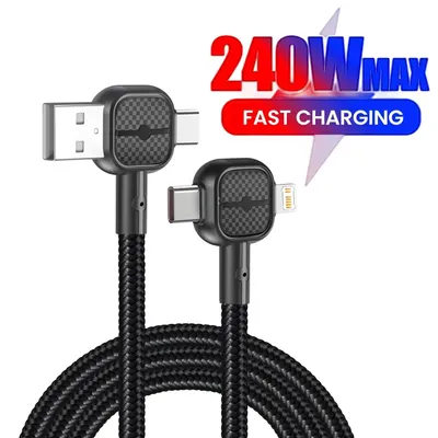 Produktbild von 2 Stück 4-in-1-USB-Typ-C-Kabel 240 W PD-Schnellladekabel Typ C auf Lightning-Kabel für iPhone 15, 14 Pro Max, MacBook, iPad, Xiaomi