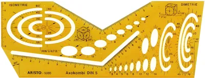 Produktbild von Aristo Schablone Axokombi I DIN 5, 225 x 85 mm, Tuschenoppen