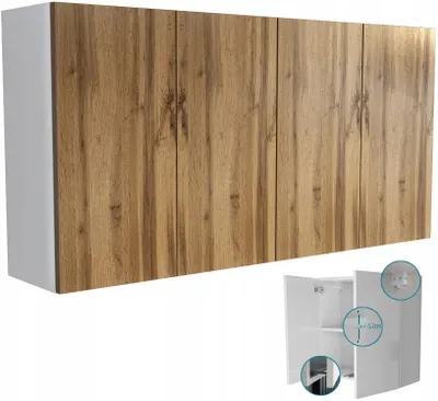 Zdjęcie produktu dla wisząca szafka łazienkowa 120x60 (2x60) biały mat + dąb wotan