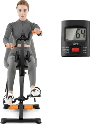 Immagine prodotto di COSTWAY cyclette a pedali per anziani in metallo, macchina fitness per mani braccia gambe ginocchia con display LCD, regolabile in altezza e lunghezza, macchina per braccia e gambe per anziani