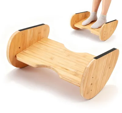 Produktbild von Solidchoice – Ergonomische Fußstütze aus Holz – Höhenverstellbare Fußbank mit 3 Stufen für Zuhause und Büro