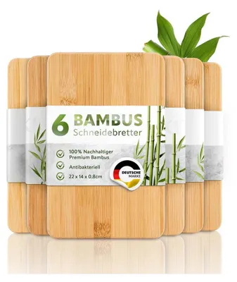 Image de EXITOSO Planches à découper en bambou, set de 6 - également idéales comme planches à déjeuner