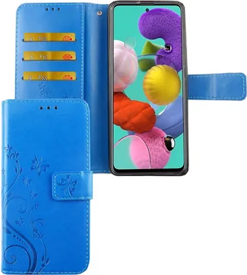 Zdjęcie produktu dla Samsung Galaxy A71 etui na telefon komórkowy etui ochronne etui z klapką etui na kartę niebieskie