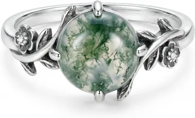 Imagen del producto de Anillo Moosachat, plata de ley 925, ajustable, para mujer