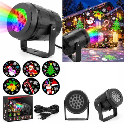Produktbild von LED Weihnachtsprojektor, Weihnachtsbeleuchtung für Außen und Innen, 16 Weihnachtsmotive, Schneeflocken Projektor, 270° verstellbar, wasserdicht, für Garten