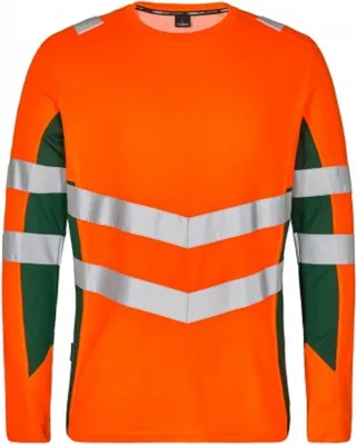 Produktbild von F. Engel Safety Langarm-Shirt, Orange/Grün, Gr. 2XL