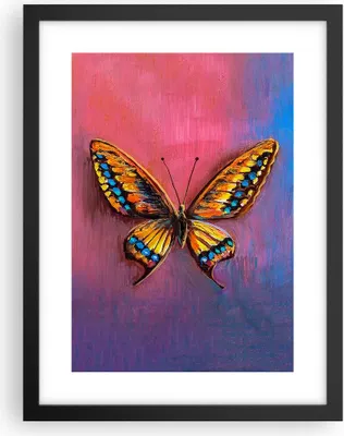 Produktbild von Gerahmtes Poster - Schwarzer Rahmen - Schmetterling bunt gemalt - 30x40 cm - Wand Bild - Wanddeko - Wandbilder - Kunstposter - Wandposter - Bilderrahmen - Bilder - Kunstdruck - P2BPA30x40-5012