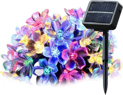 Produktbild von Salcar LED 5m Lichterkette Außen bunte Solar Wasserdicht Lichterkette LED mit 20 Kirschblüten Lichter Weihnachten Gartenleuchten LED Solar Garten Deko