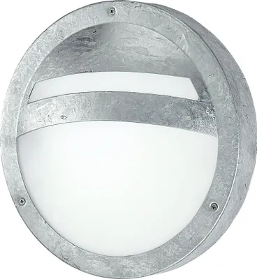 Produktbild von EGLO Außen-Wandlampe Sevilla, 1 flammige Außenleuchte, Schiffsleuchte aus feuerverzinktem Stahl und satiniertem Glas, Farbe: Silber, weiß, : E27, IP44
